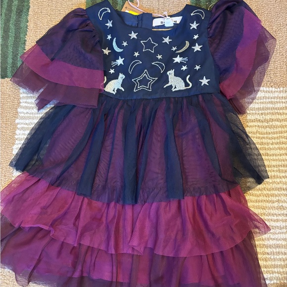 Mini Boden Purple and Black Starry Dress - Picture 2 of 7